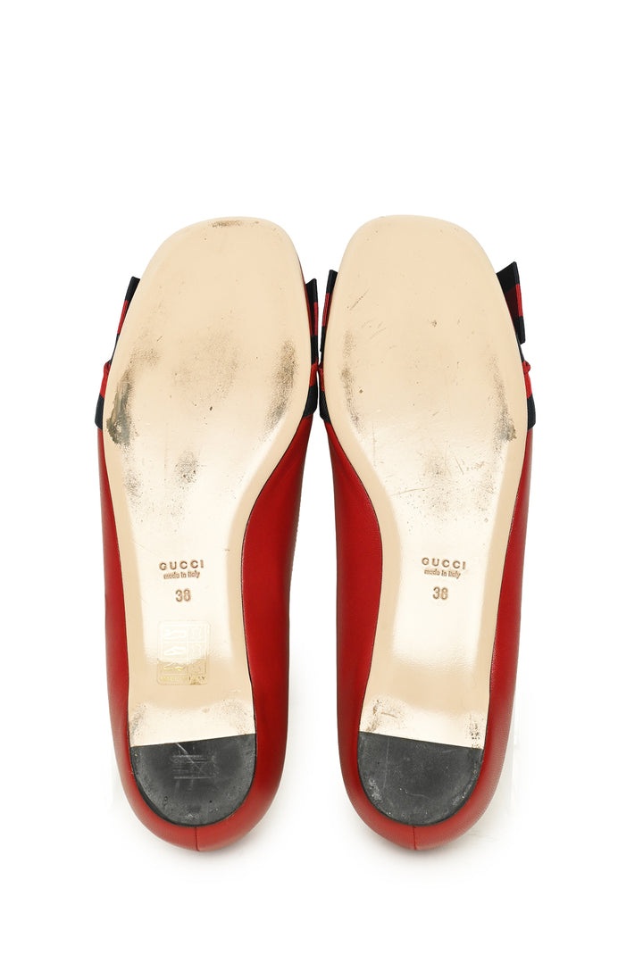 Gucci Size 38 Web Bow Ballet Flats