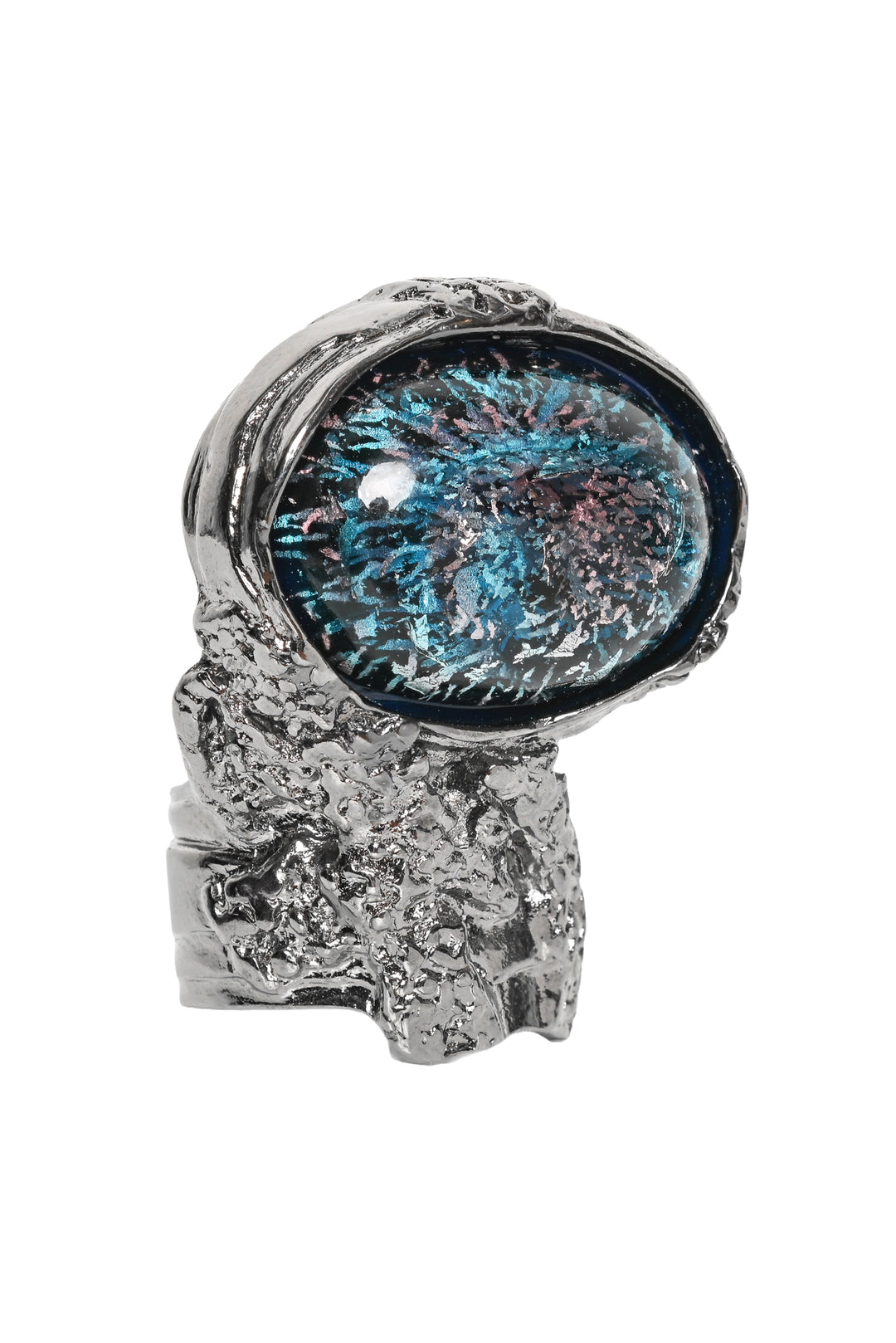 Saint Laurent Size 6 Metallic Resin Arty Cocktail Ring