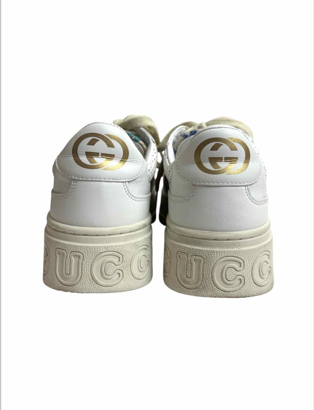 Gucci Size 38 GG Embroidered Detail Leather Sneaker