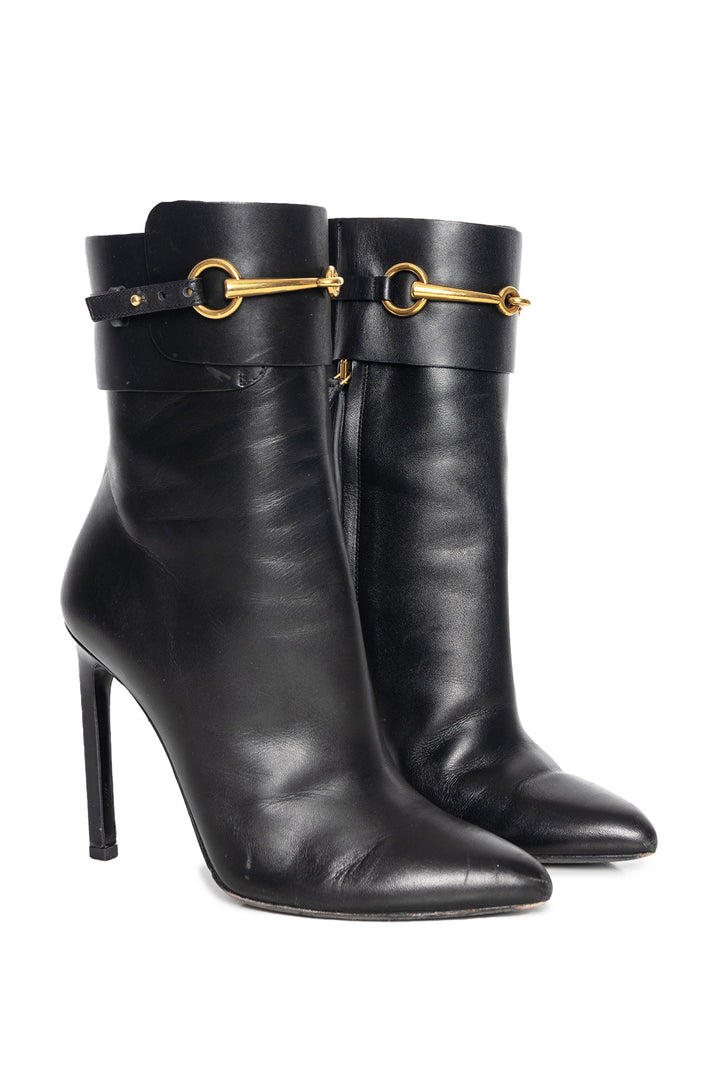 Gucci Size 36.5 Ursula Horsebit Stiletto Ankle Boots