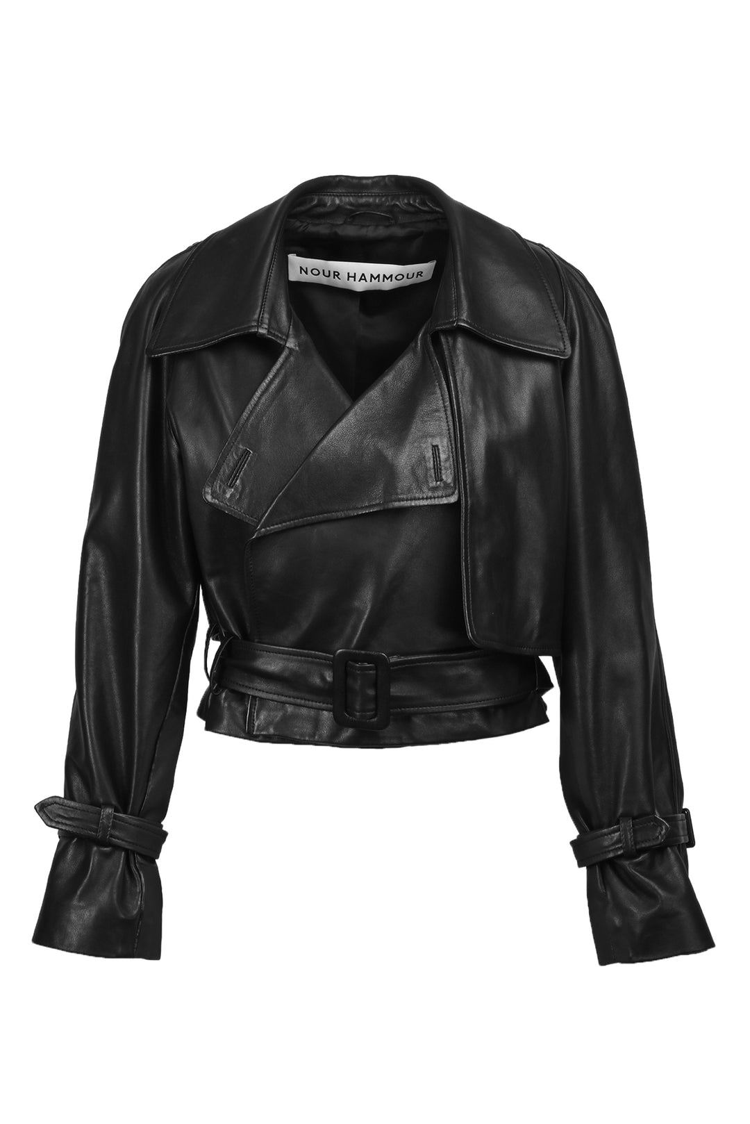 Nour Hammour Size 34 Hatti Cropped Leather Jacket