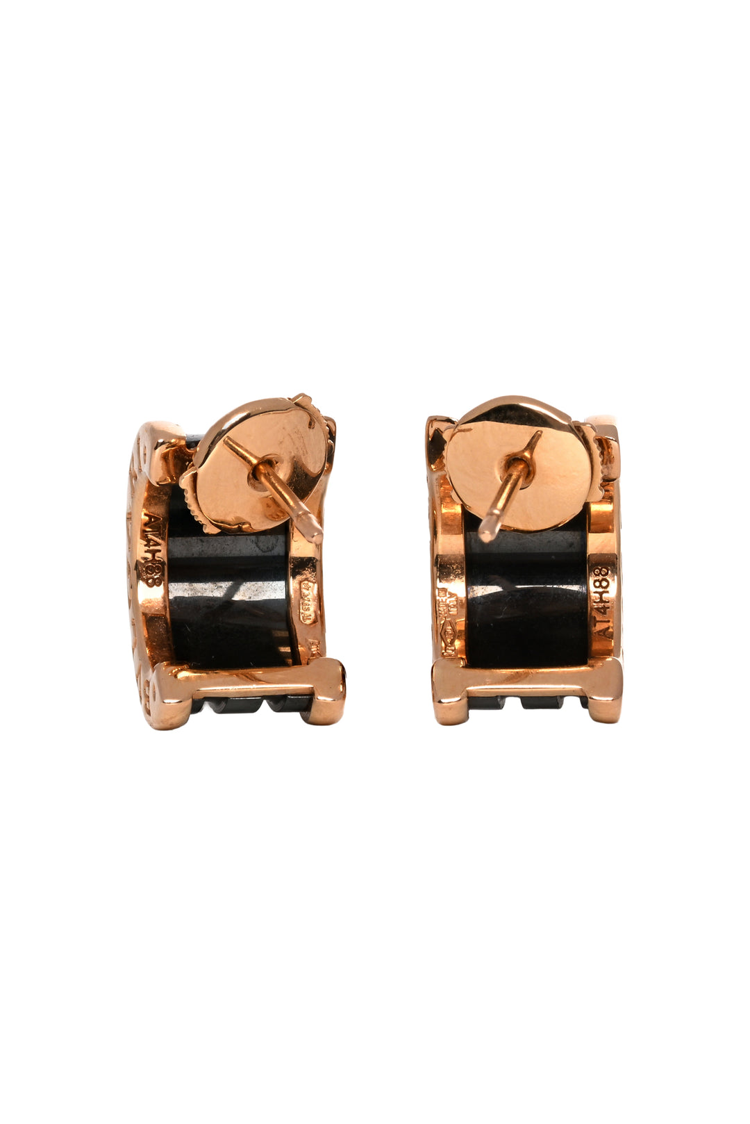 Bvlgari 2013 18K Rose Gold & Black Ceramic B.zero1 Earrings