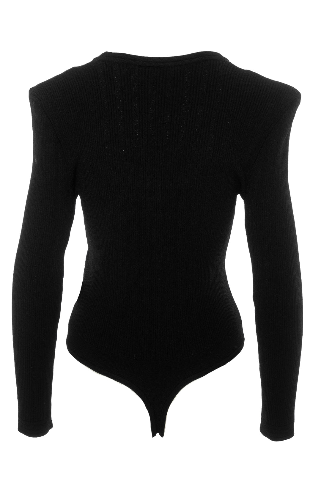 Balmain Size 42 Ribbed Knit Scoop Neck Bodysuit