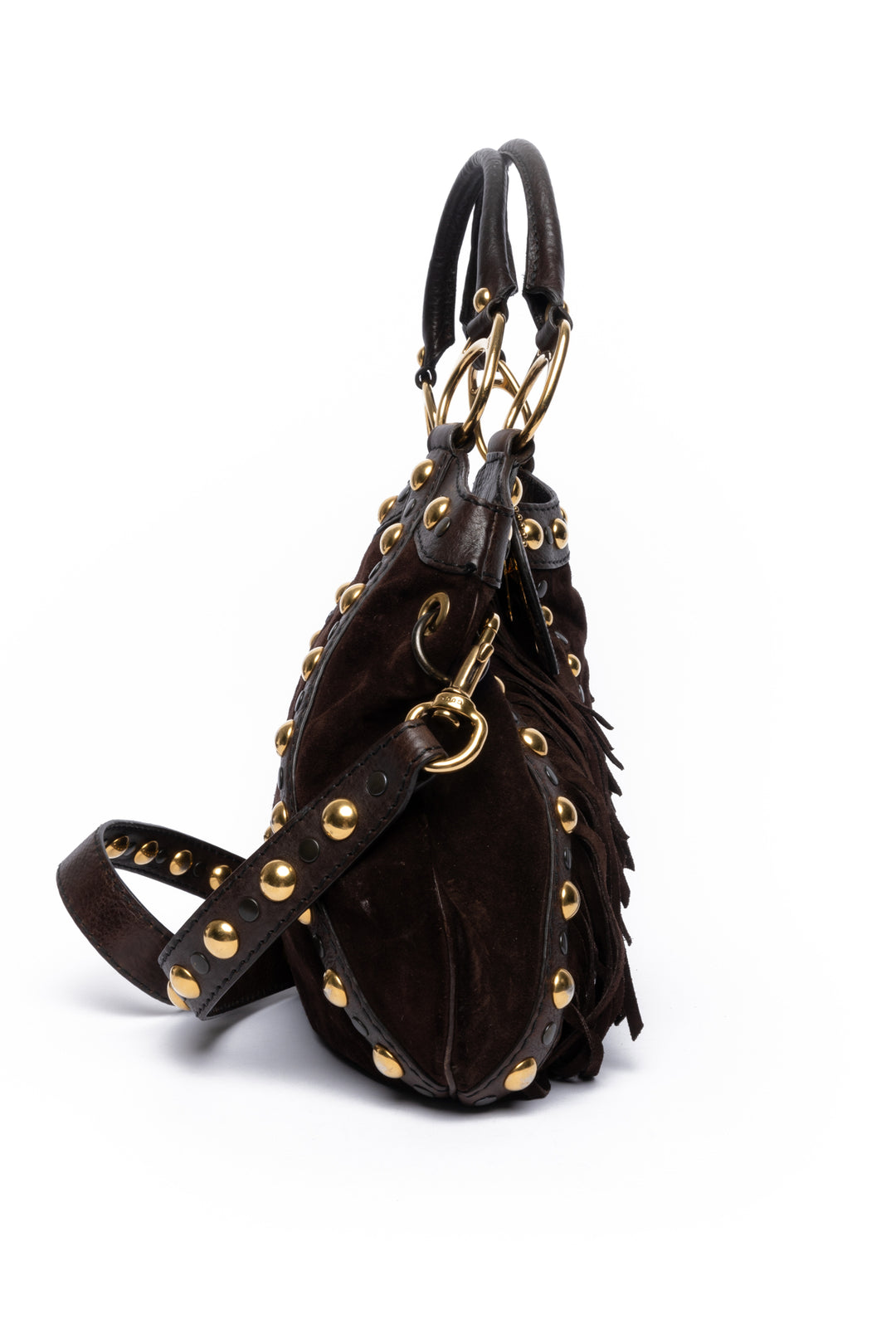 Gucci Studded Fringe Babouska Hobo