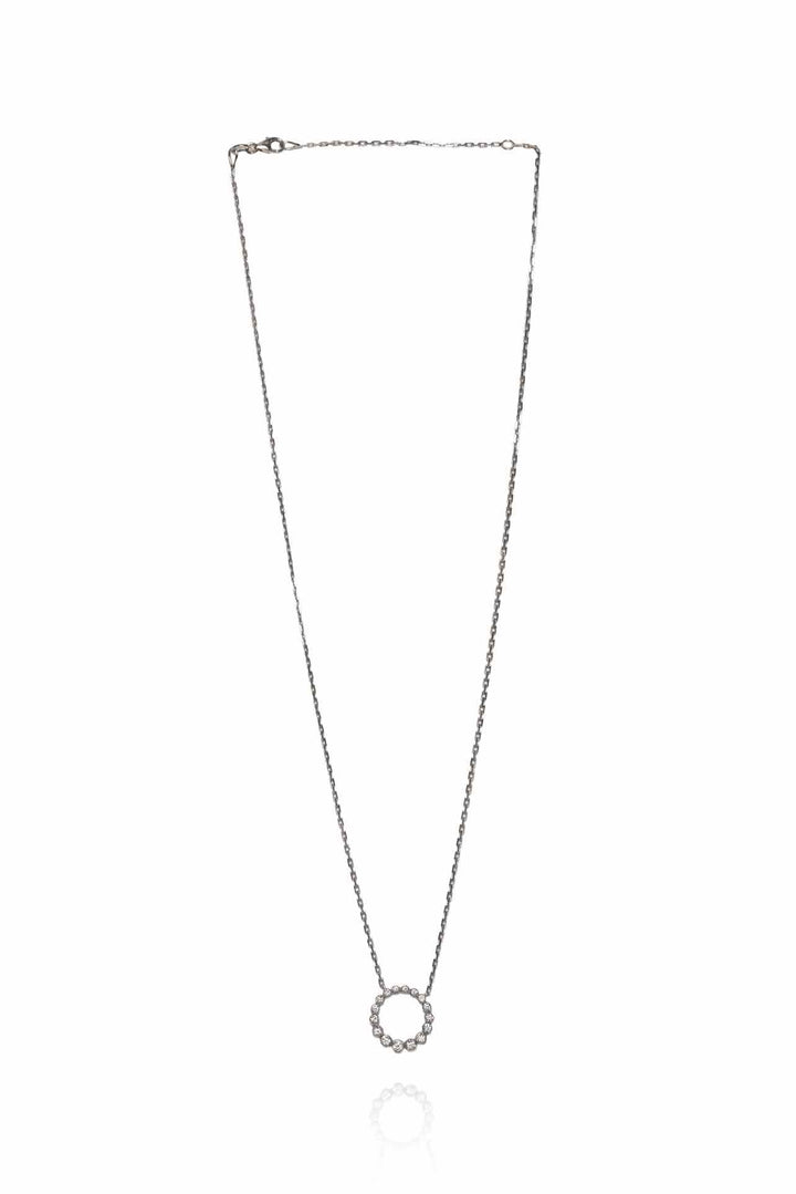 Bony Levy 18K White Gold Natural Diamond Liora Circle Pendant Necklace