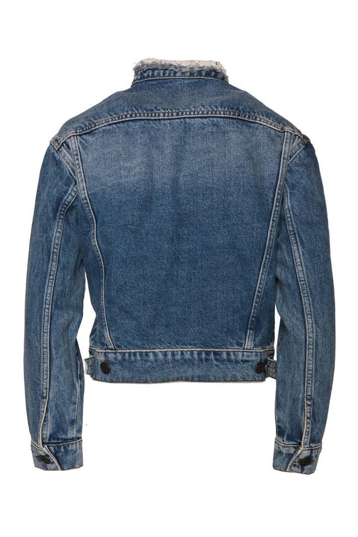 Sandro Size 36 Pearl Trimmed Denim Jacket