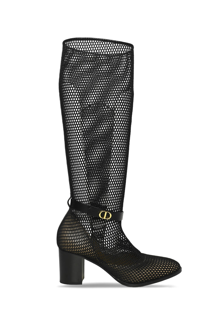 Dior Size 37.5 Empreinte Mesh Knee Heigh Boots