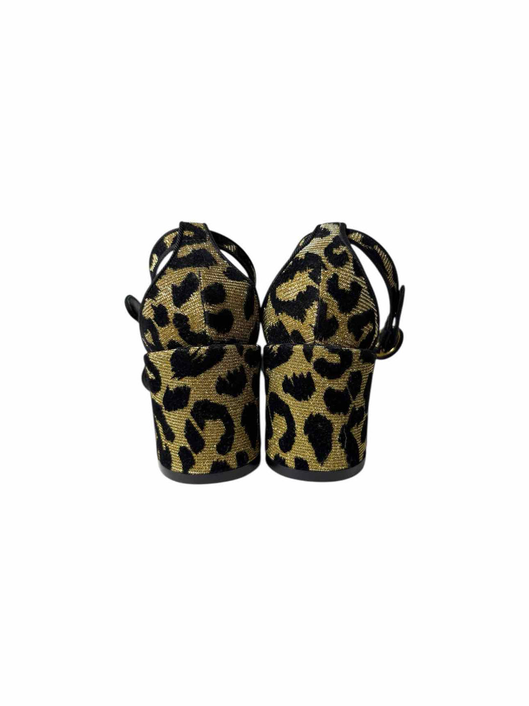 Dolce & Gabbana Size 37 Leopard & Gold Sparkle Sandals
