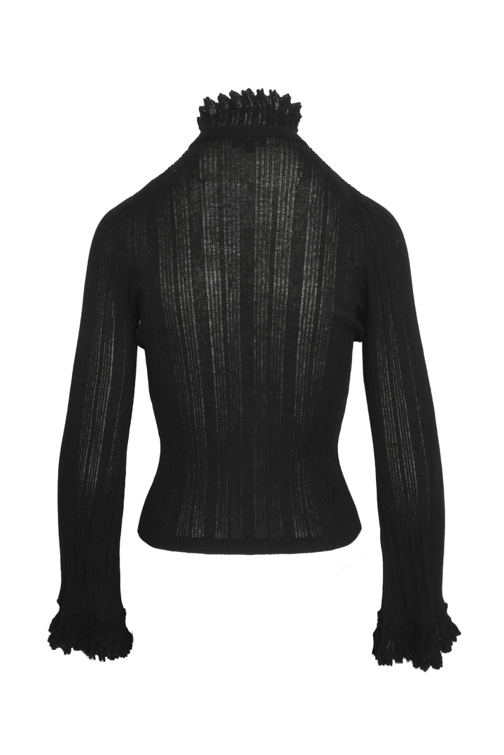 Chanel Size 36 High Neck Ruffle Blouse