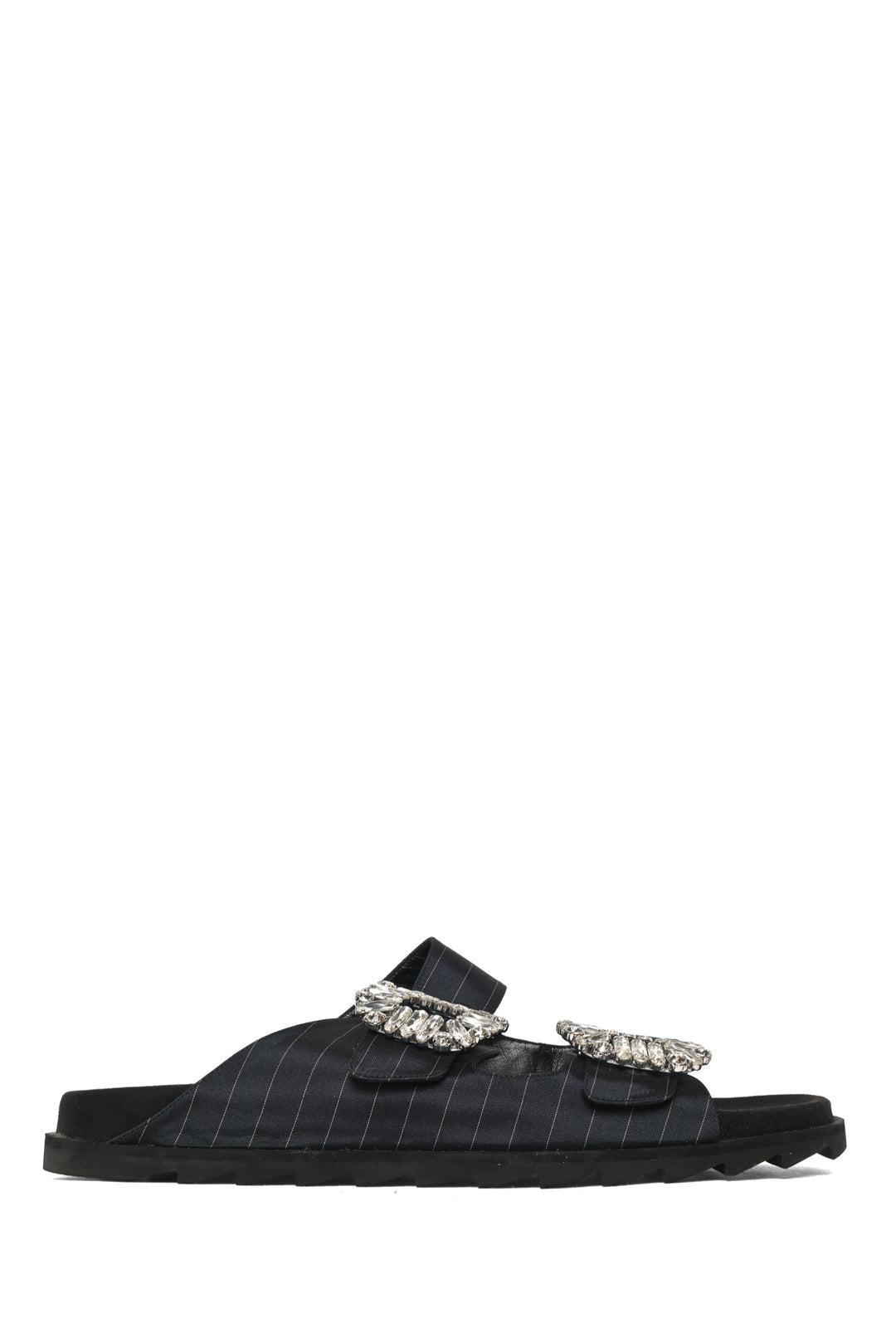Roger Vivier Size 40 Slidy Viv Pinstriped Sandals