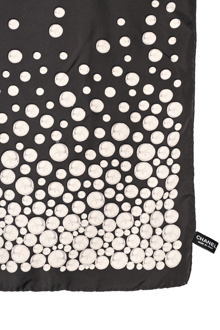 Chanel CC Pearl Print Silk Scarf