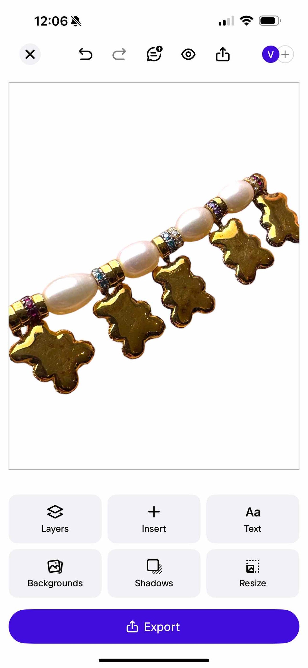 Apm Pearl & Crystal Bear Bead Necklace