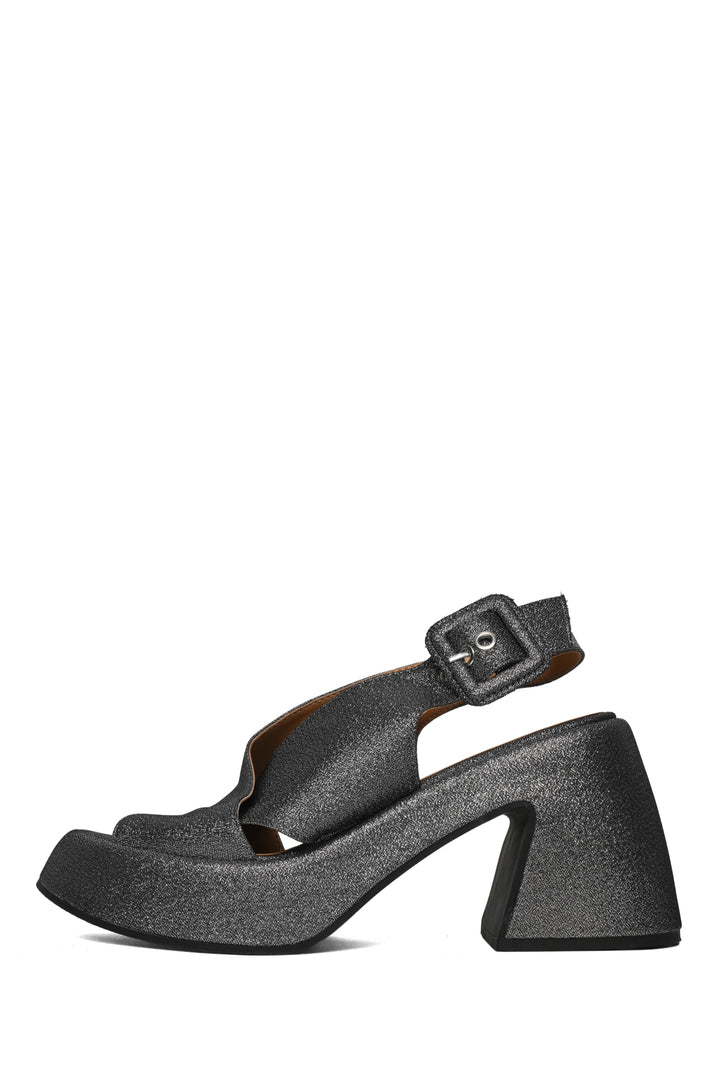 Ganni Size 39 Platform Glitter Slingback Sandals