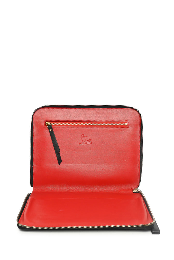 Christian Louboutin Leather Spiked Clutch Wristlet