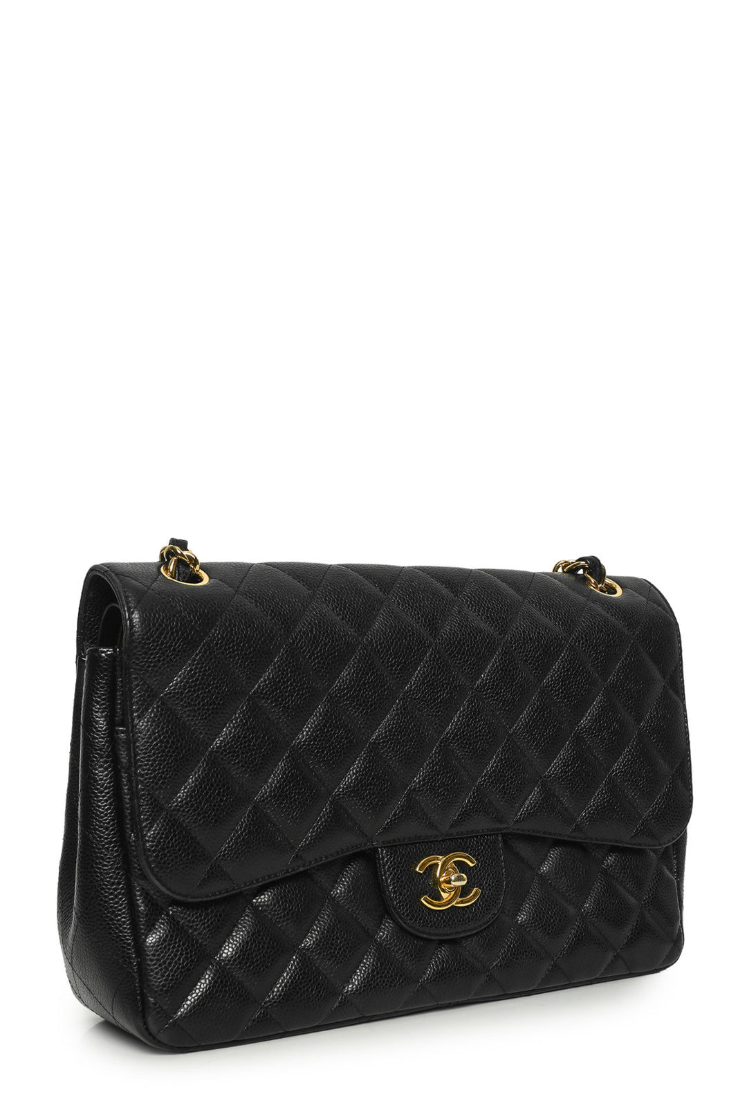 Chanel 2011 Caviar Quilted Jumbo Double Flap Shoulder Bag