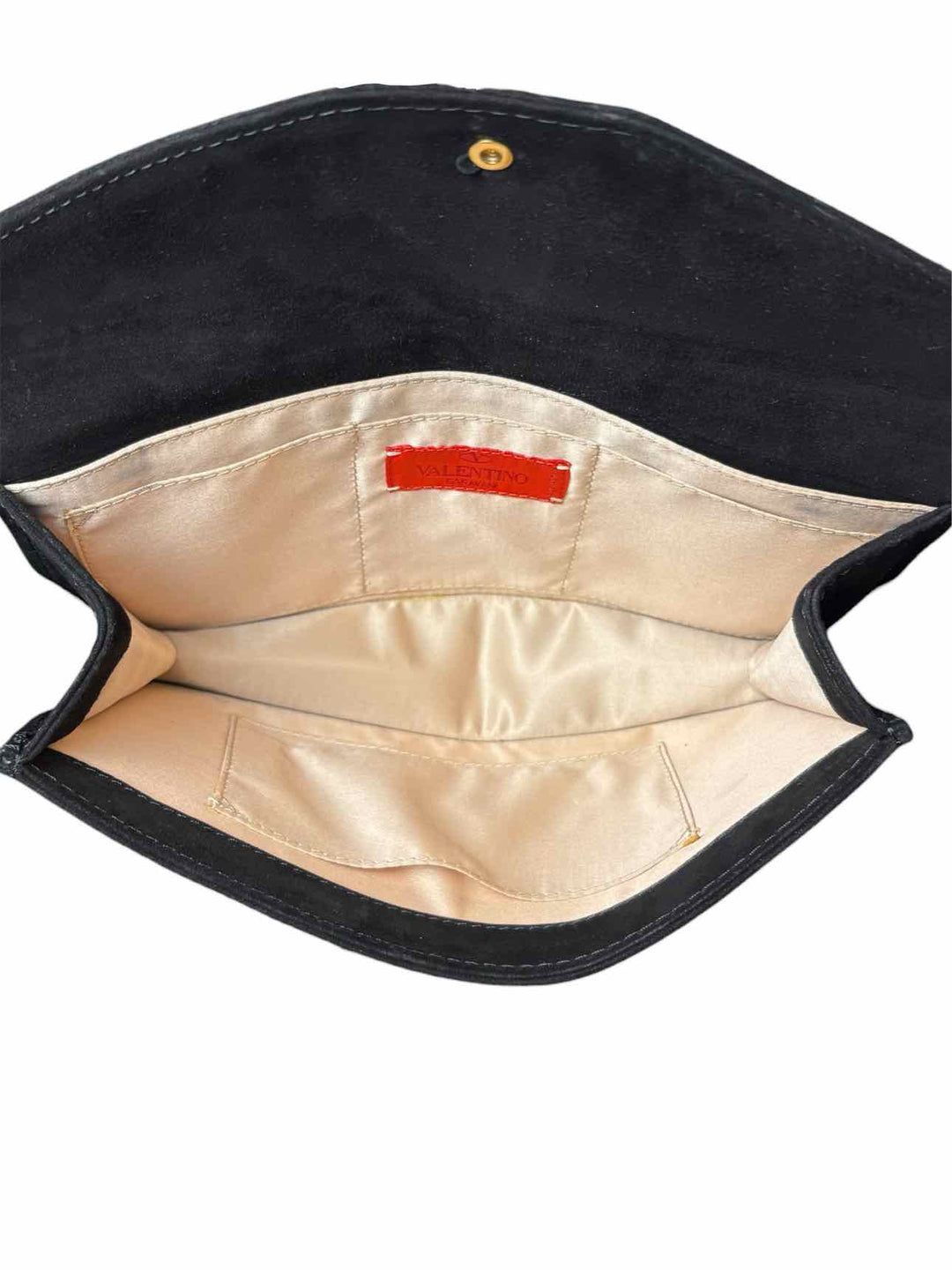 Valentino Suede Crystal Butterfly Clasp Clutch