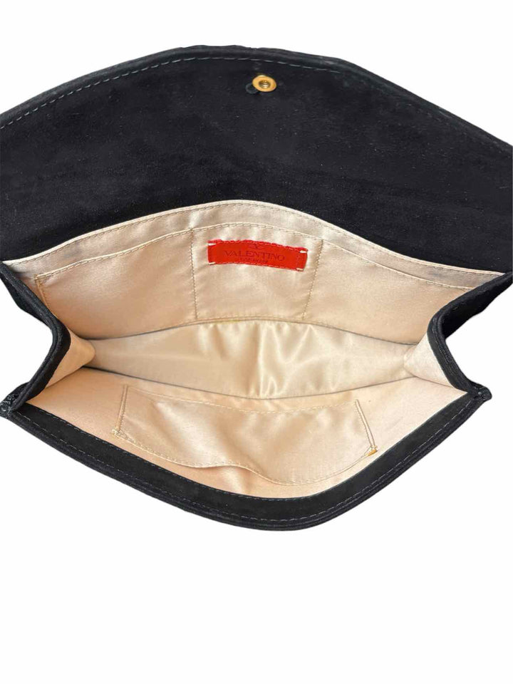 Valentino Suede Crystal Butterfly Clasp Clutch