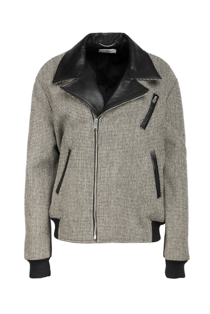 Saint Laurent Size 44 Men's 2014 Wool Tweed Bomber Jacket