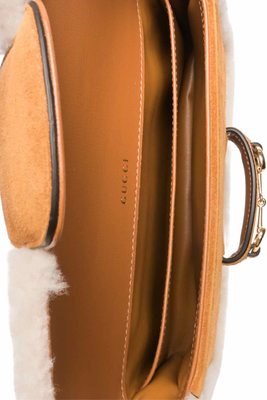 Gucci Suede Shearling Horsebit Mini 1955 Shoulder Bag