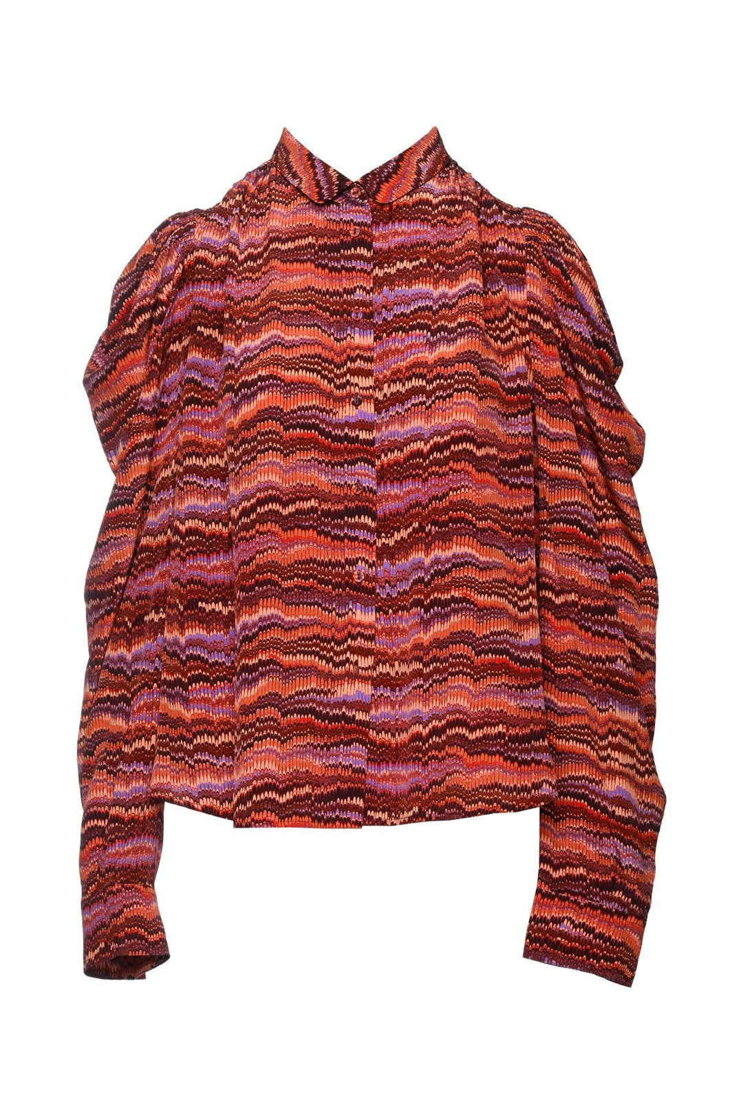 Ulla Johnson Size 16 Dari Puff Sleeve Patterned Silk Blouse