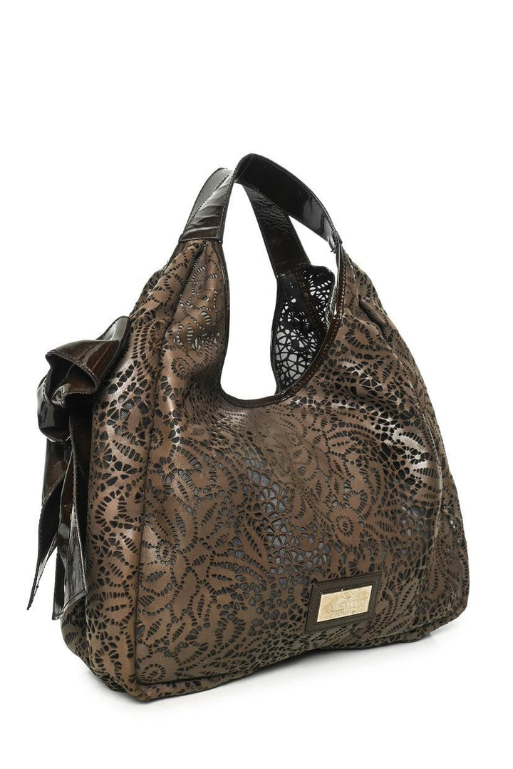 Valentino Bow Accent Perforated Leather Shoulder Bag