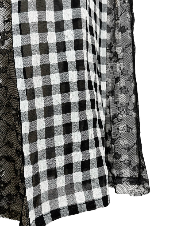 Philosophy Di Lorenzo Serafini Size 4 Gingham & Lace Pleated Long Skirt