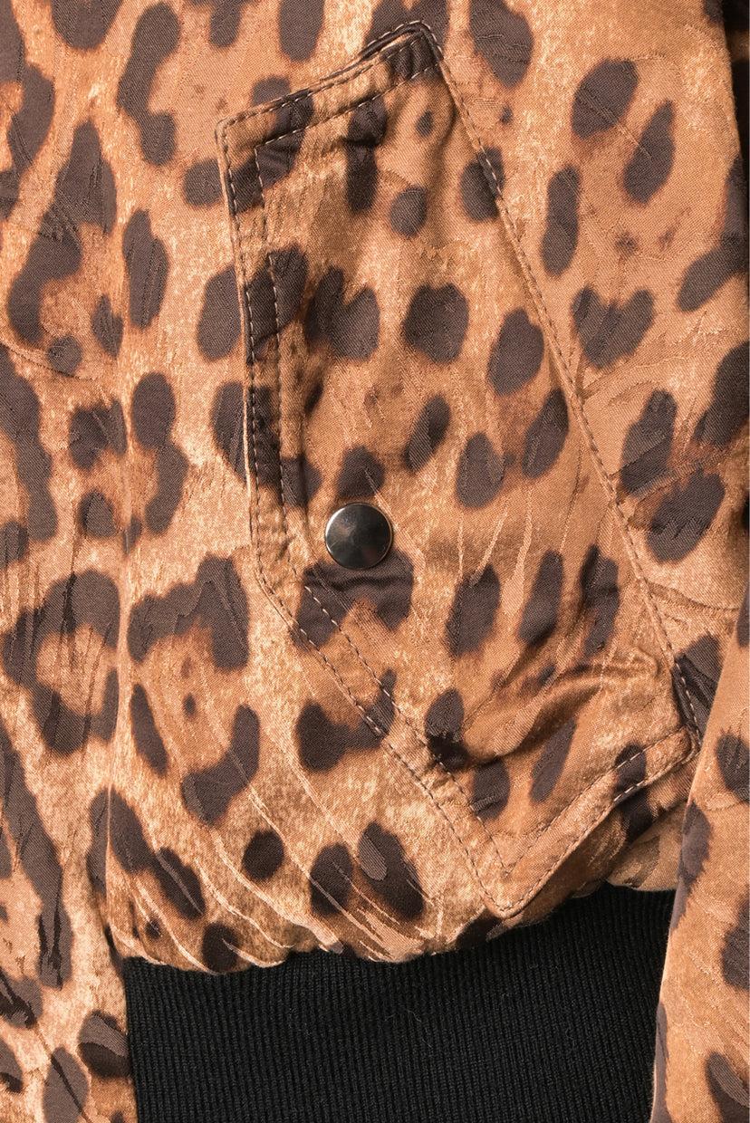 Dolce & Gabbana Size 38 Leopard Print Bomber Jacket