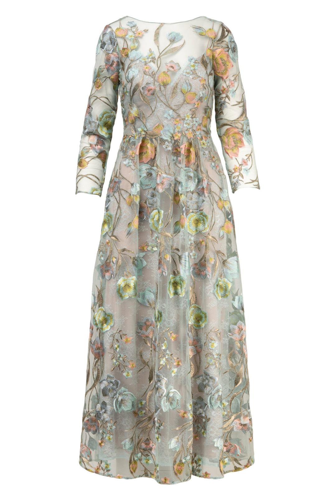 Marchesa Notte Size 2 Floral Embroidered High Neck Dress