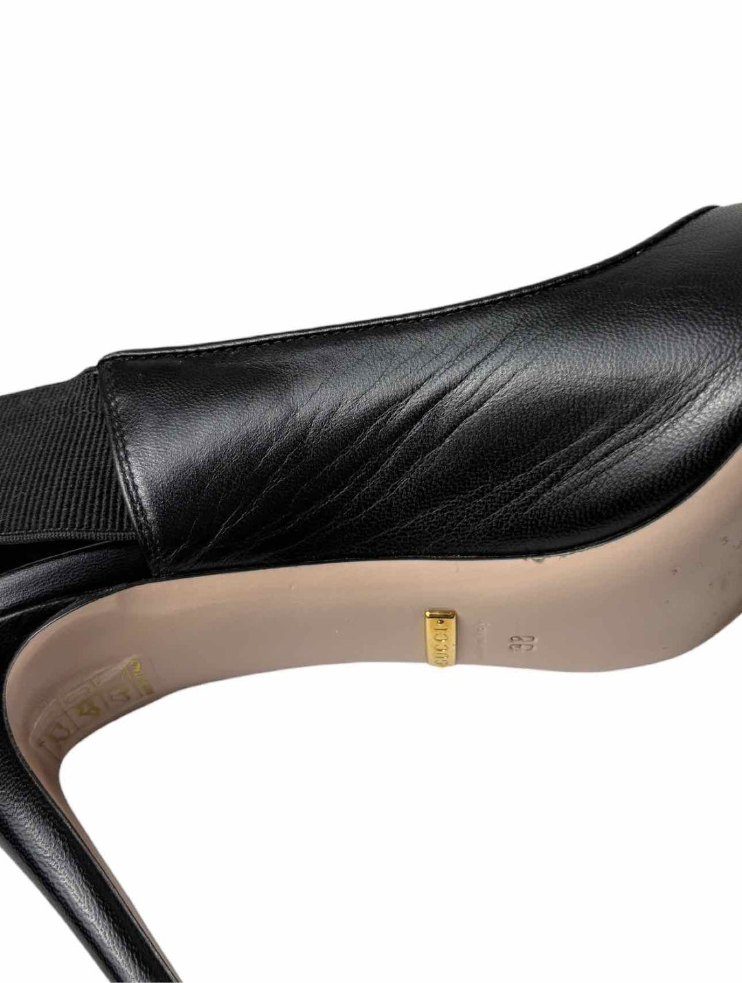 Gucci Size 38 Sylvie Web Embroidered Bee Leather Slingback Pumps