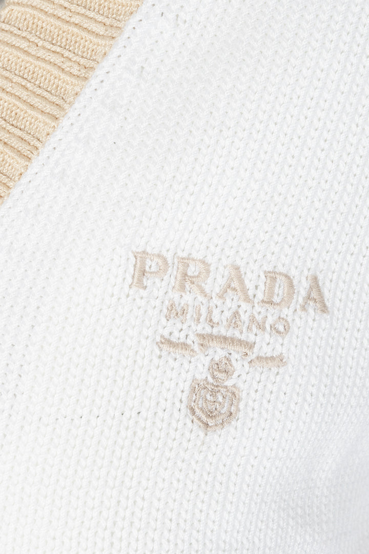 Prada Size 42 2023 Cropped Cotton Cardigan