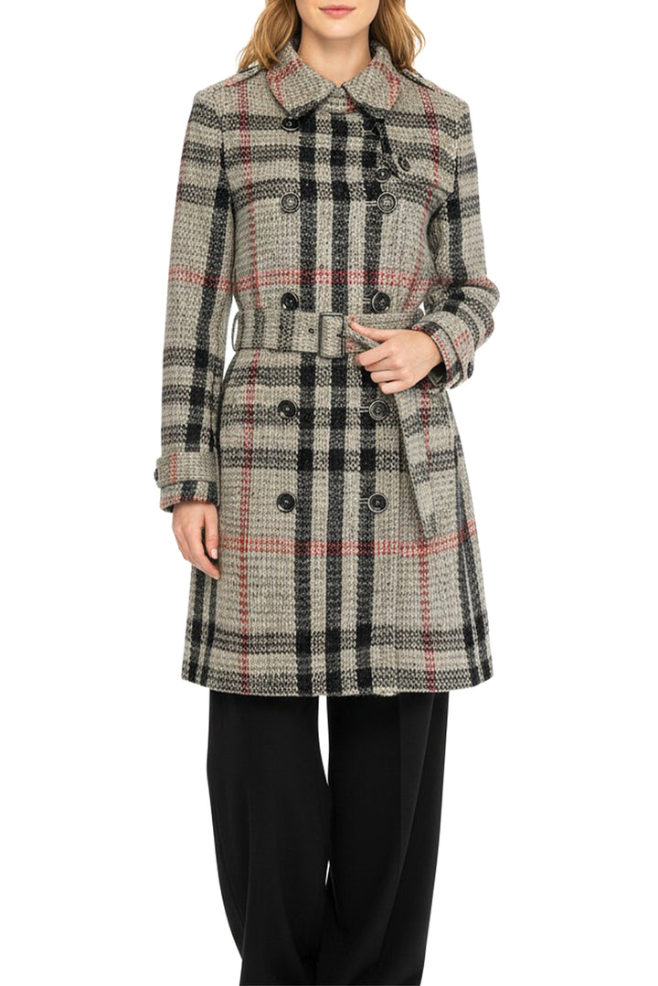 Burberry Brit Size 6 Double Breasted Knit Check Wool Coat