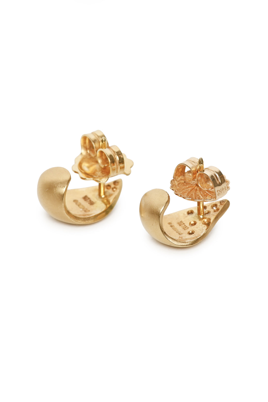 18K Yellow Gold Diamond Tear Drop Demi Hoop Earrings