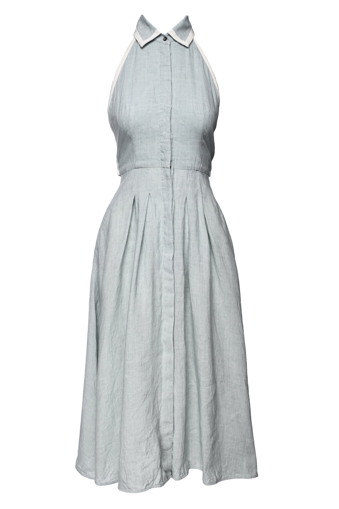 Max Mara Size 6 Caio Linen Halterneck Midi Dress
