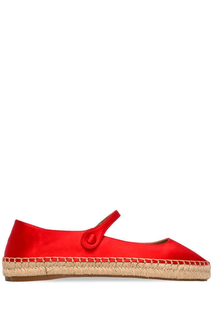 Prada Size 40 Satin Mary Jane Espadrille Flats