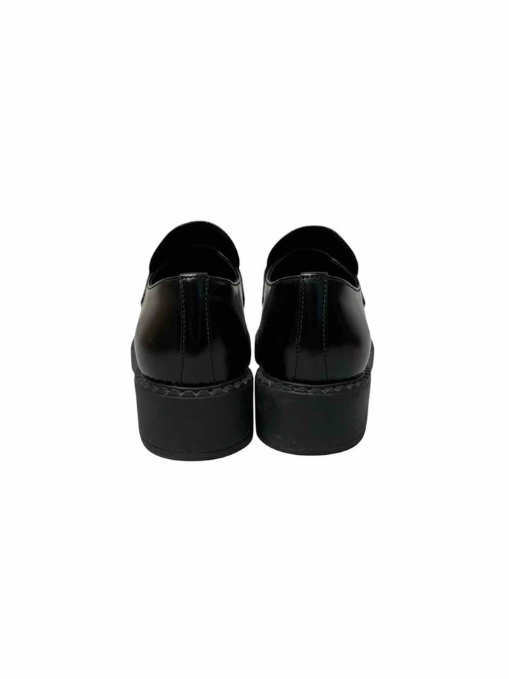 Prada Size 38 Brushed Leather Logo Loafers
