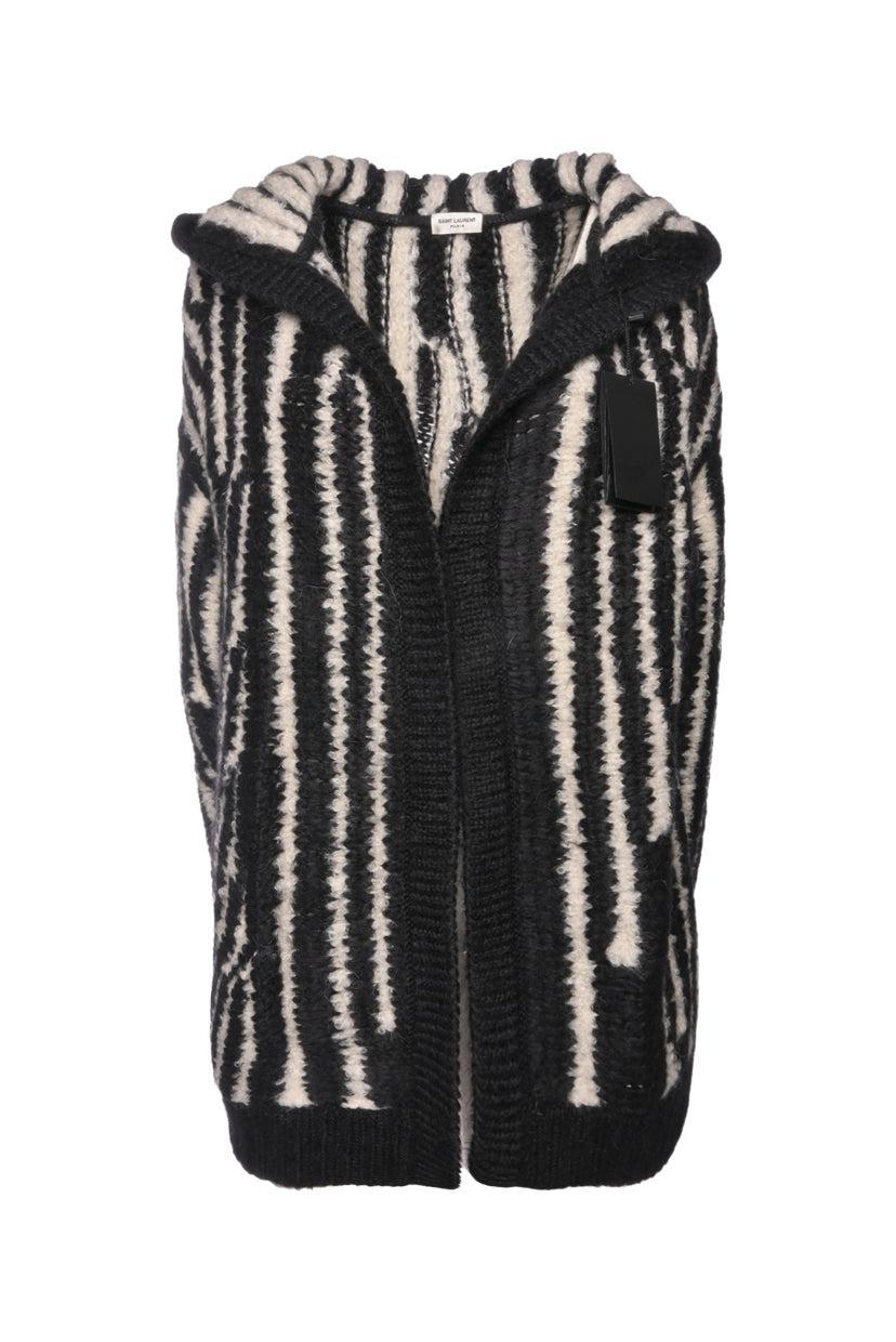 Saint Laurent Size M 2019 Hooded Striped Mohair-Blend Cardigan