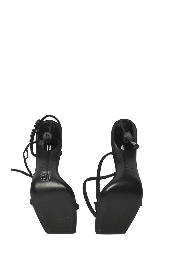 Alexander Wang Size 40 Julie Lycra Heeled Crystal Logo Sandals