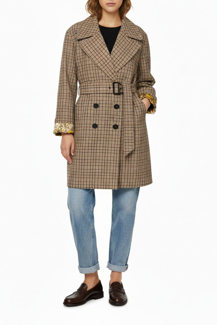 MSGM Size 38 Mid-Length Check Print Jacket