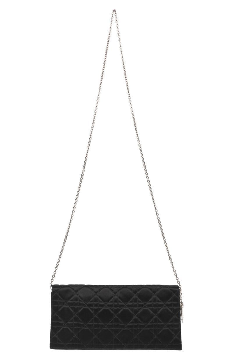 Dior Cannage Quilted Satin Chain Pochette Clutch