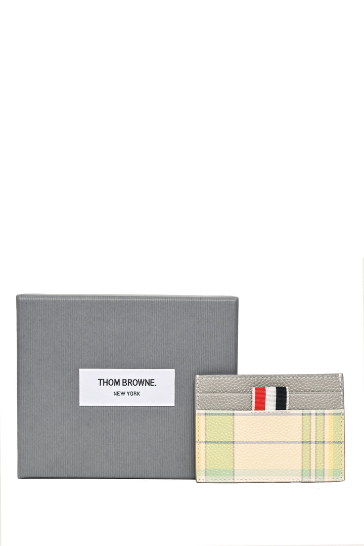 Thom Browne Pastel Green Check Single Card Holder Wallet