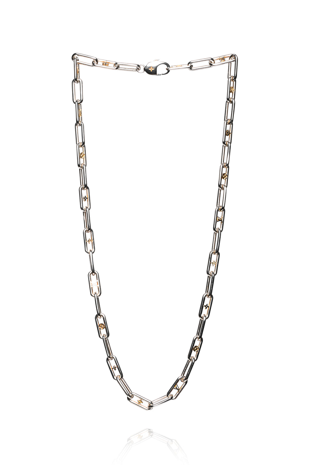 Louis Vuitton Logo Chain Silver Necklace