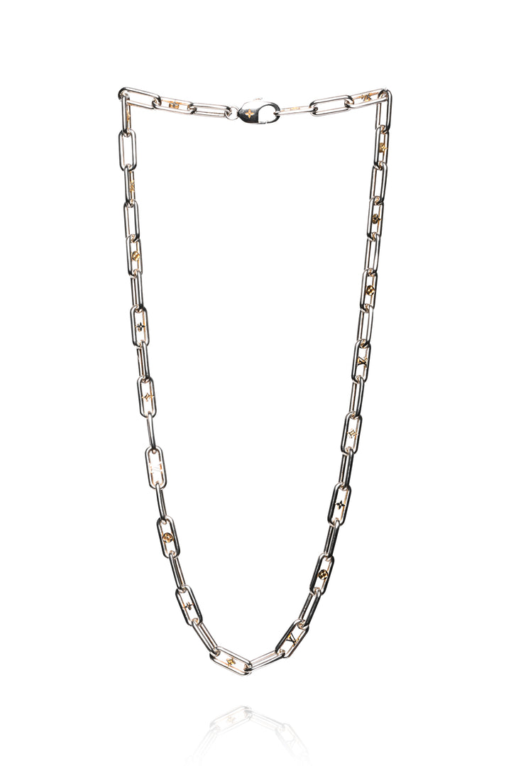 Louis Vuitton Logo Chain Silver Necklace
