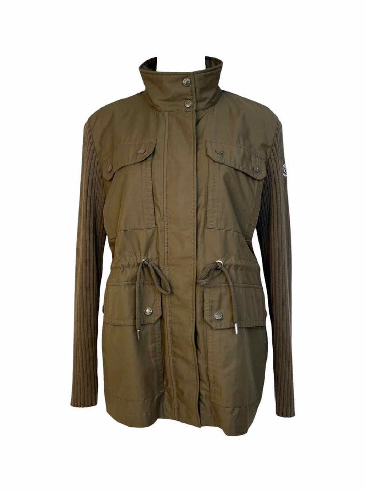 Moncler Size M  Hybrid Knit-Sleeve Cotton Twill Jacket