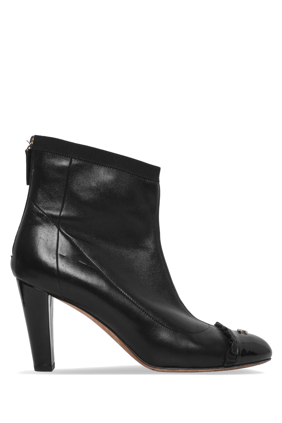 Chanel Size 39 Ruffle Cap Toe Ankle Boots