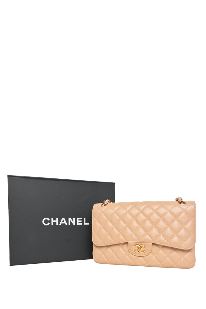 Chanel Jumbo Caviar Leather Double Flap Bag
