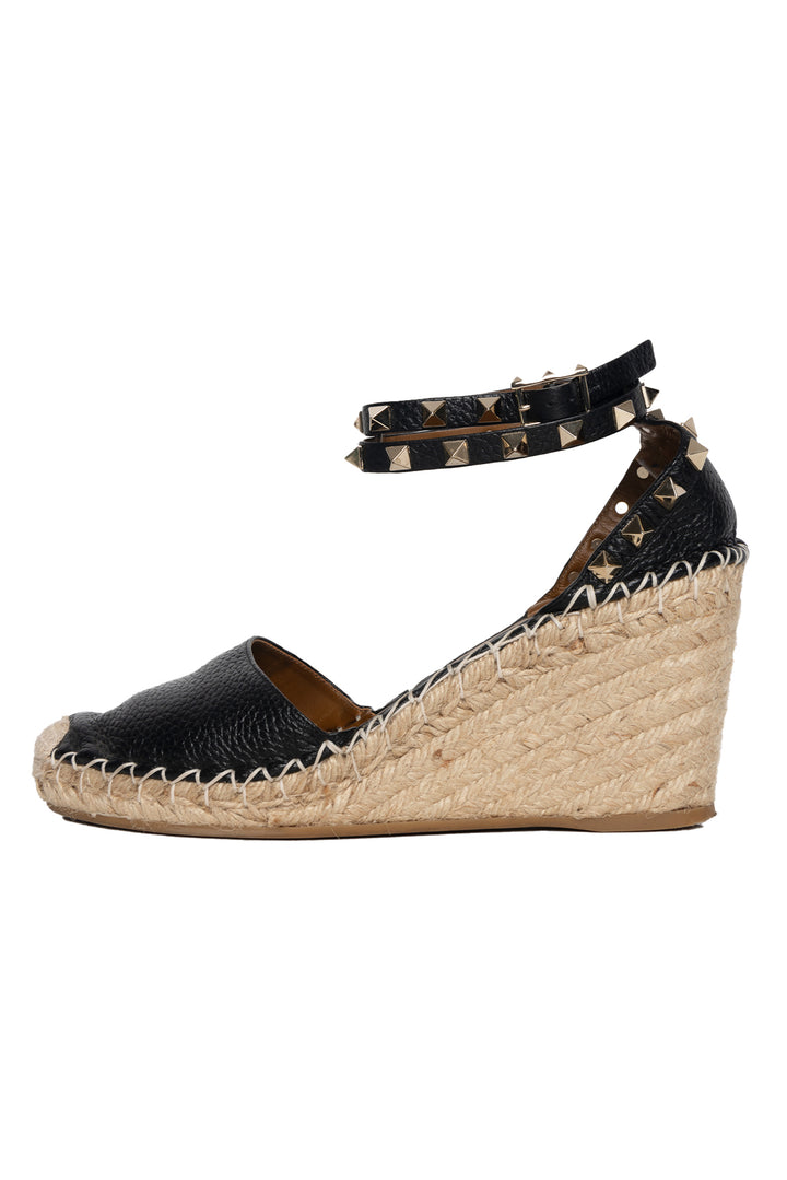 Valentino Size 38 Rockstud Espadrille Wedges