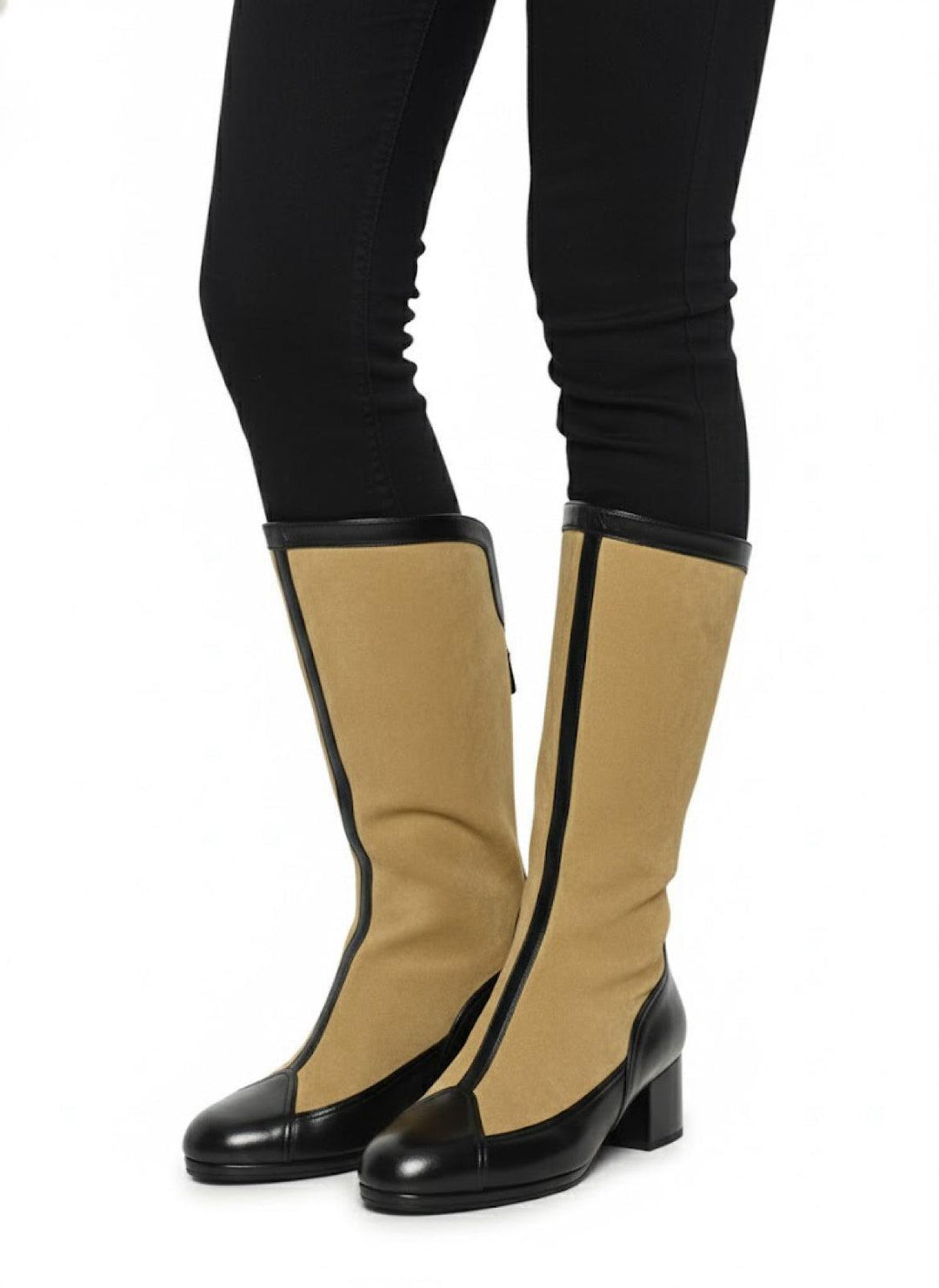 Chanel Size 40 Suede & Leather Mid-Calf Boots