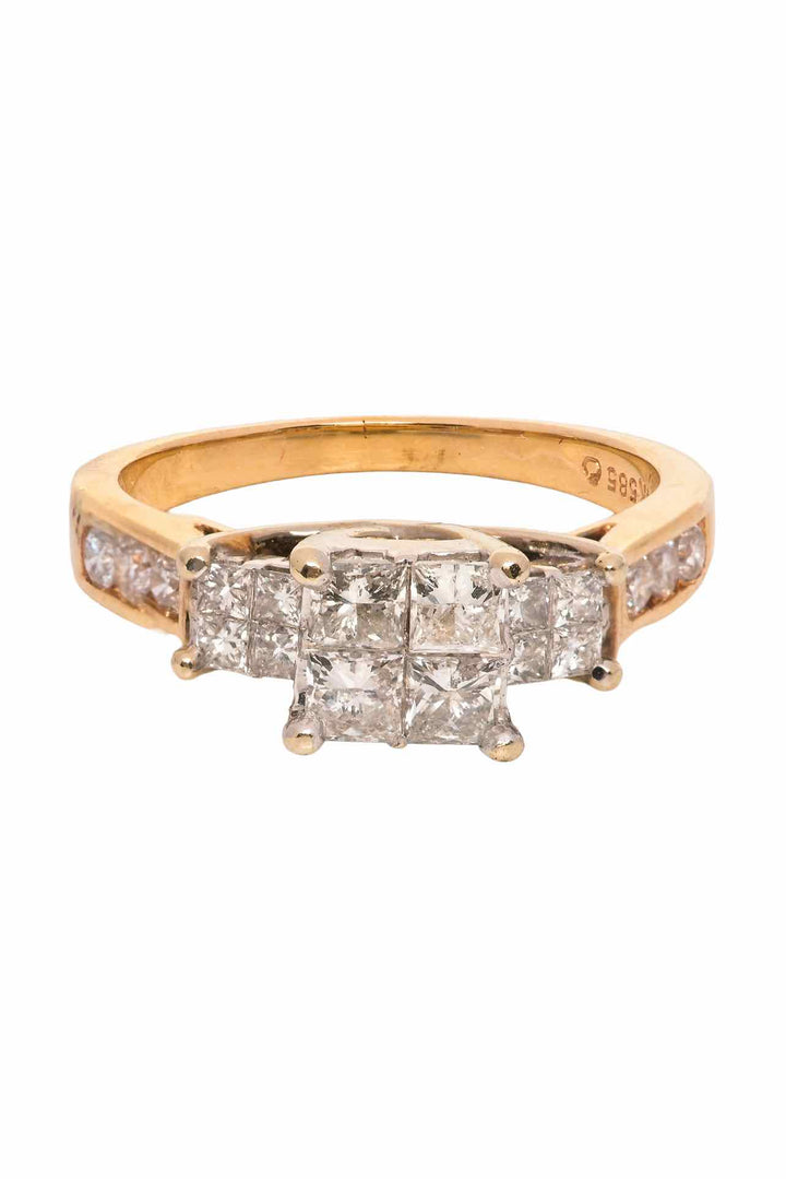 14K Yellow Gold & White Gold Diamond Size 6 Ring