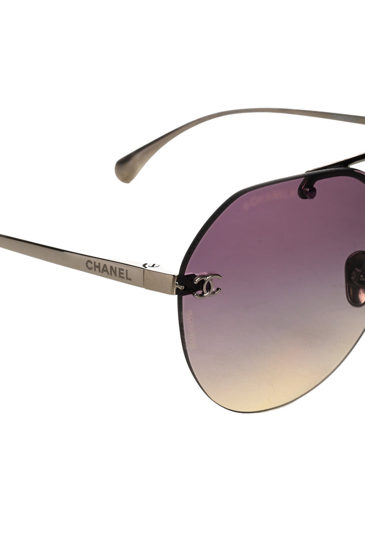 Chanel Titanium CC Pilot Aviator Sunglasses