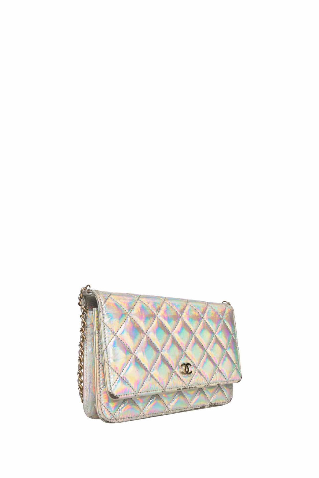 Chanel 2021 Iridescent Goatskin Quilted Wallet On Chain
